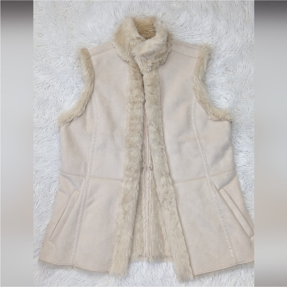 Tweeds Cream Faux Suede & Fur Vest